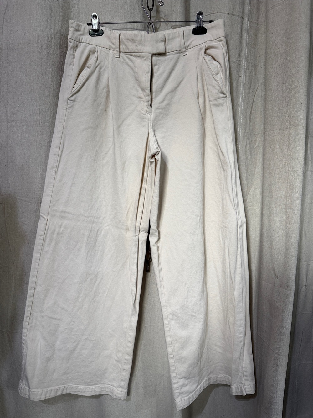 Women Wide-Leg Cream Pants
